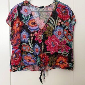 Torrid Tropical Floral Tie Front Top